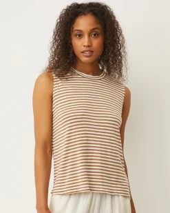 MONROW Stripe Muscle Tank SAHARASTRIPE Online